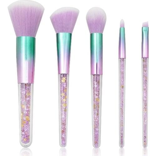 Purple Crystal Makeup Brush Set Diamond Handle with bling stars Unicorn Glitter Brushes Powder Eyebrow Lip Beauty Makeup Tools