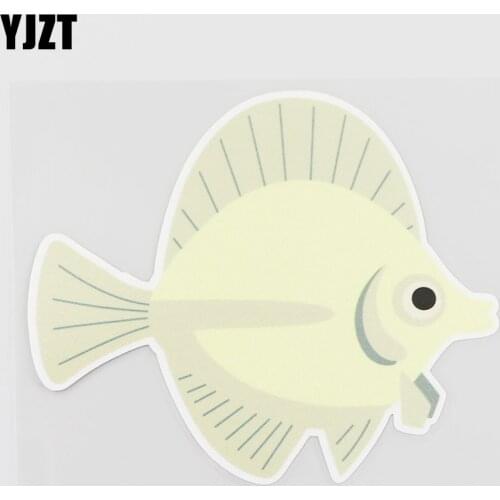 YJZT 13CMX10.9CM Yellow Coral Fish Car Sticker Animal Design Pvc Decal Accessories 6A-0248