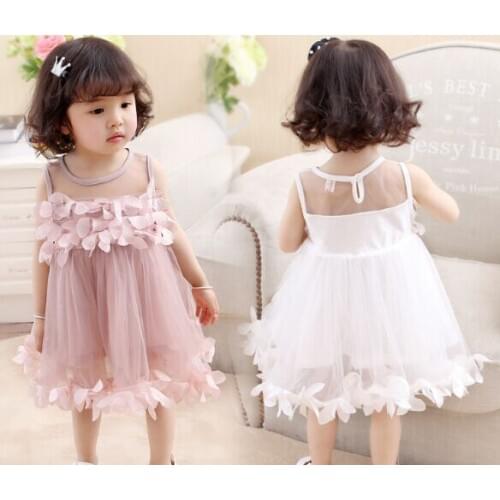 2019 Girl Dress New Lace Flower Princess Dress Sleeveless Three-Dimensional Petals Wedding Suit Girls Clothes Tops DC101