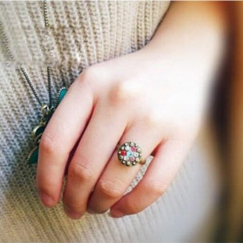 New European and American retro fashion jewelry classic Crystal flower butterfly ring free shipping