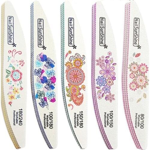 Nail Files 80/100/150/180/240 Printed Manicure Nail Polish Washable Nails Files SandpaperToolWillow Individual Package 1Pcs