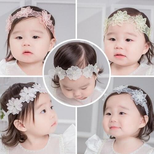 36pc/lot Korea Fashion Girls Baby Flower Headband Pearl Lace Hair Band Headband Solid White Color Lace Flower Headband Headwear