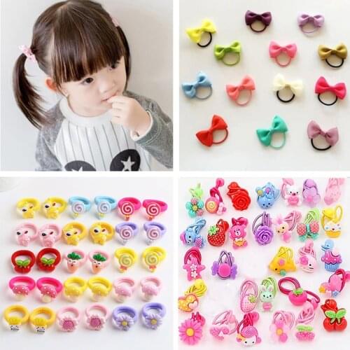 10pcs/lot Cartoon Kids Elastic Hair Bands Baby Girl Rubber Headband Bows Girls Hair Accessories
