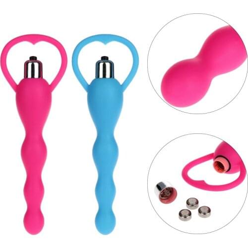 Silicone Vibrating Anal Plug Prostate Massage Soft Anal Beads Vibrator Sex Toy for Couples Gay Butt Plug Silicone Adult Products