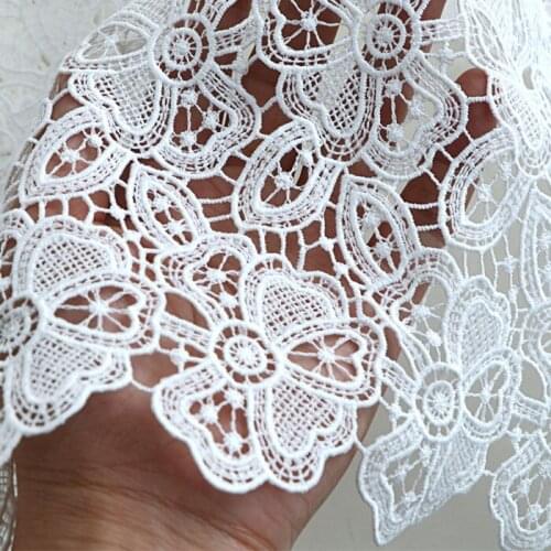 High quality pure white lace patchwork Water soluble hollow embroidery fabric Soft yarn womens dress wedding dress tissu