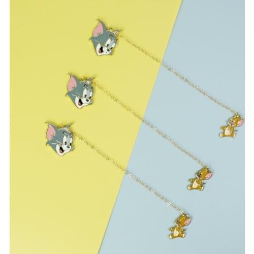 Cat and mouse Bookmarks for Books Stationery Novelty Cute Metal Bookmark Cartoon Book Markers School office Stationery
