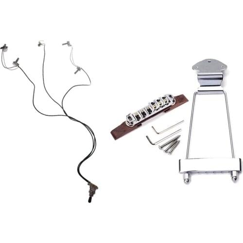 Electric Guitar Parts Wiring Harness 2V1T 500K Pots Tone 3 Way Toggle Switch & 6 String Jazz Guitar Rosewood Bridge