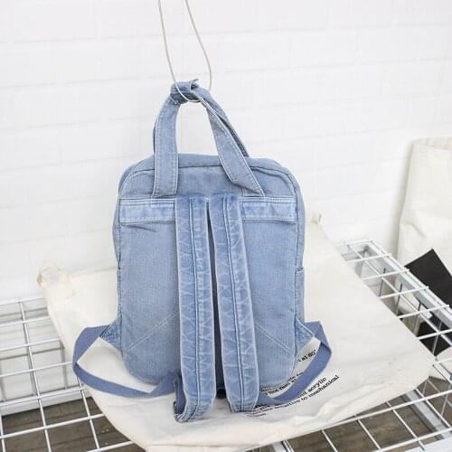 Womens Bag Good Quality New Denim Backpack College Style Solid Color School Bags For Teenage Can Store Personal Belongings