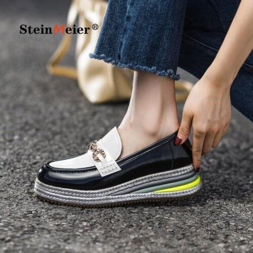 Yinzo Women Flat Shoes 2021 Genuine Leather Slip On Square Toe Platform Brogues Ladies Summer Woman Gladiator Rubber Shoes