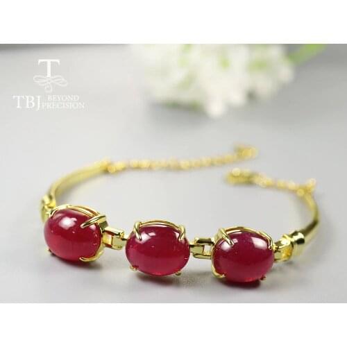 TBJ ,15ct ruby bracelet natural gemstone oval 10*12mm with 925 sterling silver simple design fine jewelry nice gift for women