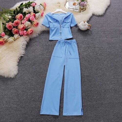 Women New Summer Casual Two Pieces Vintage Office Lady Hooded Cardigan Sports Jacket & Pants Street Short Blazers Pants Suits