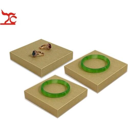 1PC Fashion Gold PU Ring Jewelry Display Counter Pad Wooden Pendant Bangle Exhibition Rack Counter Earring Holder Stand