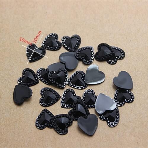 10mm 200pcs resin black heart shape flatback cabochon DIY craft Scrapbooking/nail decoration