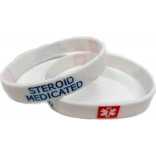 100pcs STERIOD MEDICATED wristband silicone bracelets free shipping by epacket A