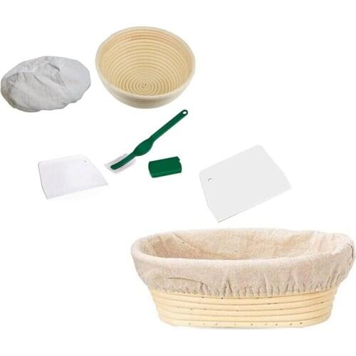 2 Set Bread Proofing Basket Set Sourdough Entry Basket Dough Scraper for Dough Shape Baked Bread 10 Inch & 9 Inch