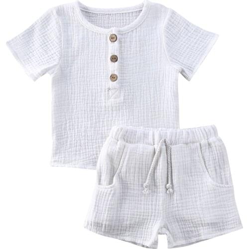 2021 Toddler Kids Baby Boys Girls Fashion Summer Casual Clothes Sets Solid Short Sleeve T-shirt Tops\Pants Outfit Set