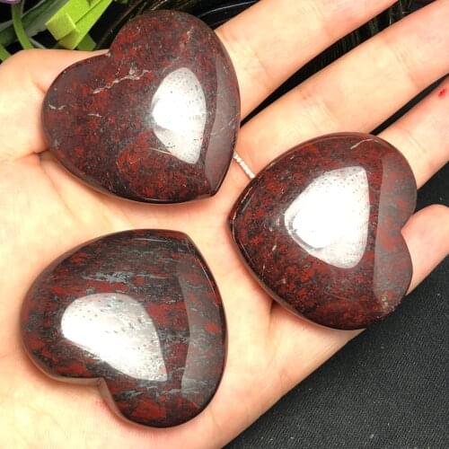 3Pcs Natural red jasper carving love crafts home decoration