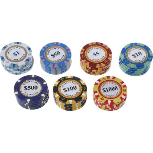 5pcs Poker Chips Clay Casino Coins 14g Texas Hold'em Baccarat Card Protector 4cm
