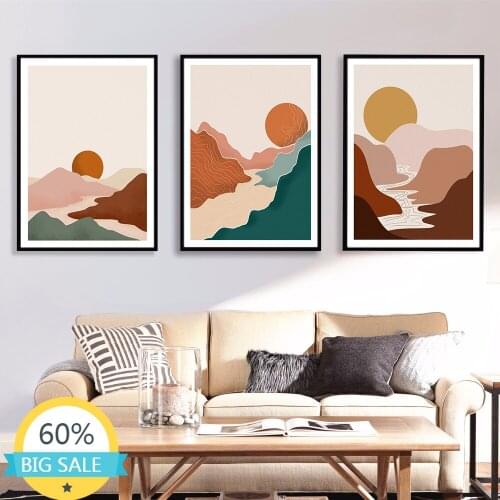 5D Diamond Embroidery Boho Abstract Earth Tones Sunset Full Square Diamond Painting Mosaic Cross Stitch Kits Pictures Home Decor