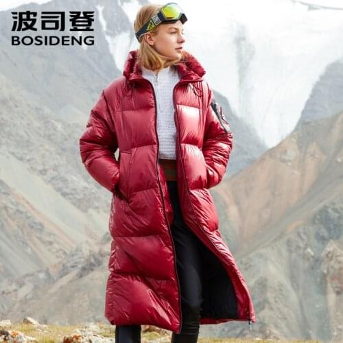 BOSIDENG puff collection women deep winter thicken goose down jacket X-Long down parka coated fabric waterproof B80141118