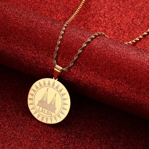 Lalish Pendant Chain Necklaces Gold Color Silver Color Stainless Steel Yezidi Faith Pilgrimage Jewelry for Women Girls