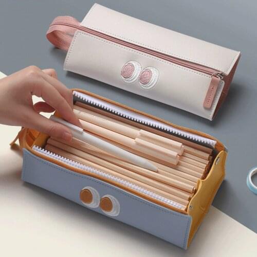 Portable Pencil Case Large Capacity Estuche Escolar Cute Trousse Scolaire Leather Pencilcase Pencil Case School Kawaii Bag