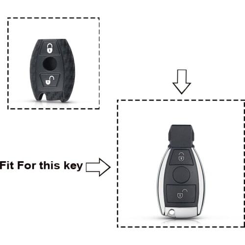 KEYYOU Carbon Fiber Silicone Car Key Case Auto Key Protector Cover For Mercedes Benz A180 A200 A260 w214 w211 AMG A B C S Class