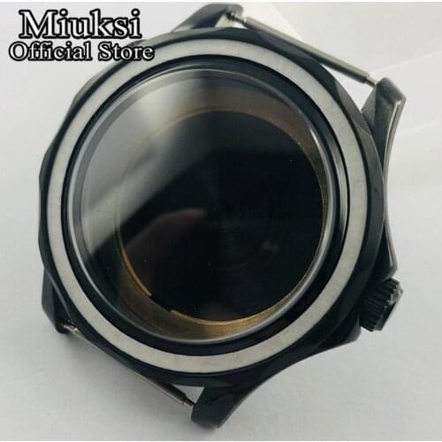 Miuksi 41mm black PVD watch case sapphire glass case fit ETA 2836 Miyota 8205 8215 821A Mingzhu DG 2813 3804 movement
