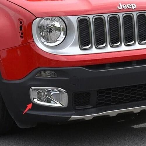 For Jeep Renegade 2014-2016 2017 2018 2019 Chrome Front Foglight Cover Trim Fog Lamp Bezel Decoration Exterior Accessories