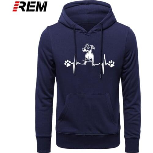 REM Hoodies New Jack Russell Heartbeat Men Long Sleeve Cotton Animal Funny Man Dog Clothing Hoodies, Sweatshirts