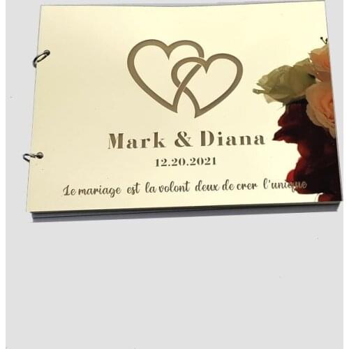 Multi Style Wedding Custom Signature Guest Book Oval Blank Inner Page Personalized Mirror Books Guest Gifts Party Decor Favor