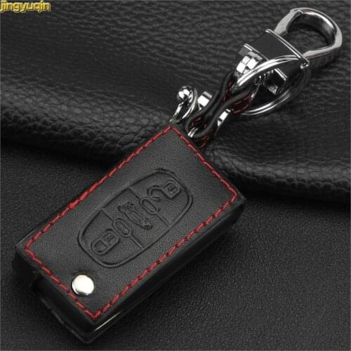 Jingyuqin 2 Butotns Car key Leather Case Cover for Peugeot 107 206 207 208 306 307 308 407 408 508 RCZ,For Citroen C2 C3 C4 C5