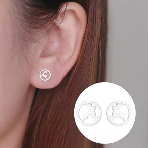 Jumping Deer Stainless Steel Small Jewelry European And American Popular Fashion Wild Simple Earrings Female Gifts