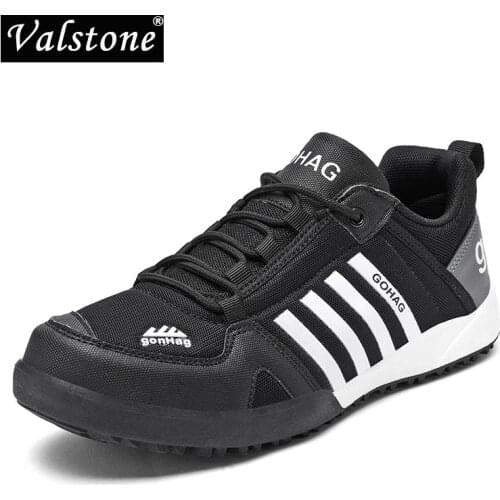 Valstone Brand Men Gym Shoes Breathable Casual Walking Shoes for Male Outside Lace-up Mesh Men Sneakers Fashion Black Gray