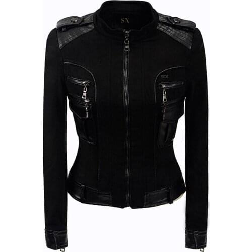 New Spring Autumn Women Short Faux PU Jacket Slim Fashion Punk Outwear Motorcycle Leather Jacket Casual Coat Y809