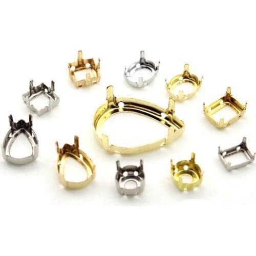 Copper K9 Empty Claw Settings for Fancy Stones Round Rhinestones Claw Silver Gold Sewing With Crystal Rhinestones Base Frames