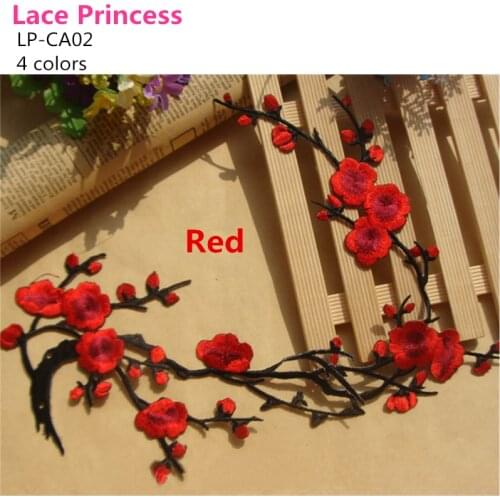 Multicolor lace fabric plum flower applique patch embroidered flowers stage cheongsam clothes diy accessories LP-CA02