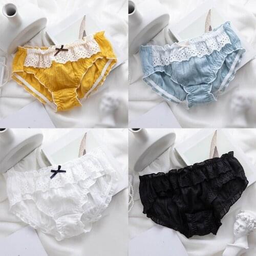 Fashion Ladies Sexy Panties Cotton Panties Retro Embroidery Lace Low Waist Panties