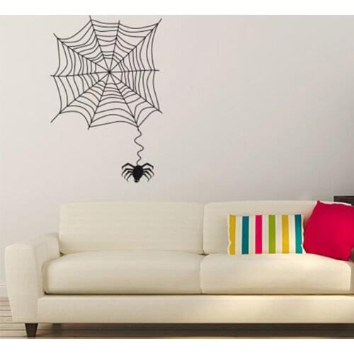 Animal Wall Decals A Cobweb With A Spider Removable Wall Art Halloween Decorative Stickers