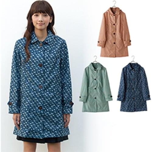 Freesmily Japanese Floral Style Waterproof Rain Poncho Breathable Rain Jacket Coat with Hood
