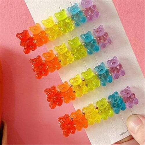 Pinza De Pelo De Oso Gelatina Para Niña Y Mujer Pasador, Horquilla De Color Caramelo Corea, 1 Unidad