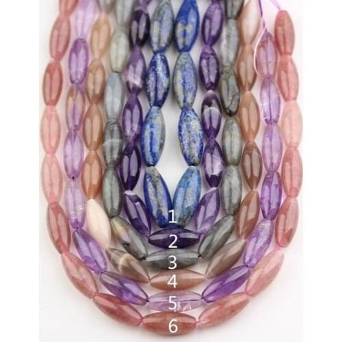 Polished Natural Mixed Gems Loose Beads,Raw Stones Rice Shape Beads Jewelry,12x30mm,Full Strand