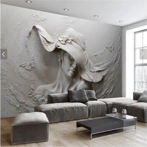 Custom Wallpaper 3D Stereoscopic Embossed Gray Beauty Oil Painting Modern Abstract Art Wall Mural Living Room Bedroom Wallpaper