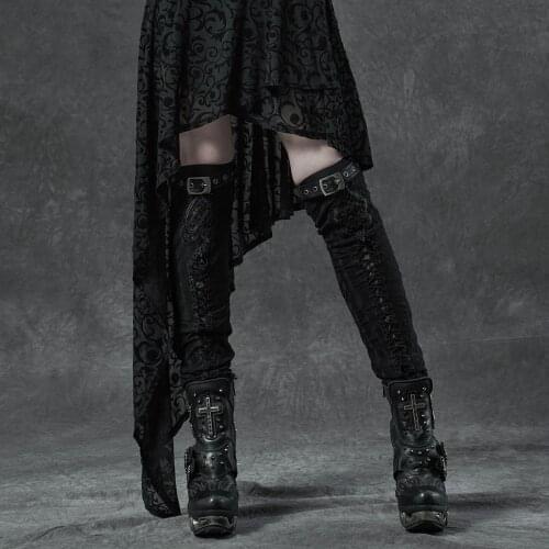 PUNKRAVE Womens Gothic Gorgeous Leg Sleeve Punk Fashion Embroidery Rope Lacing Party Stage Performance Leg Accessories