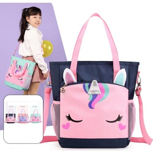 3D Unicorn Messenger School Bags for Kids Cute Study Top-handle Tote Bag Girls School Book Briefcase Child Shoulder Bag 3 Color