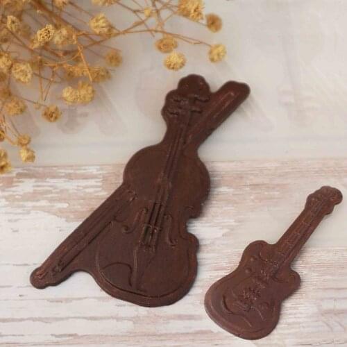 Musical Instrument Guitar Violin Shape Chocolate Stencil Cake Decorating Silicone Mold Chablon DIY Chocolate Garnish Chip