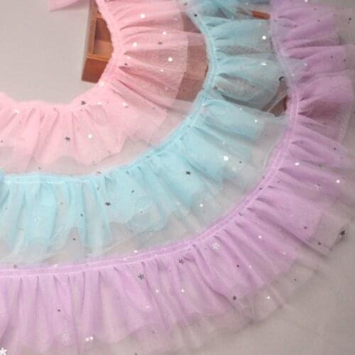 Folds lace fabric white black 4.5cm wide needlework mesh hair DIY dress hem clothing handmade crafts sewing accessories