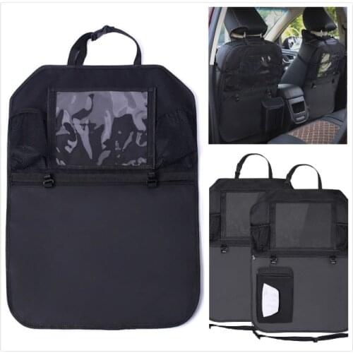 Universal Car Seat Back Organizer With Paper Towel Box Multi-Pocket Storage Bag Tablet Kick Mat Car Accessories