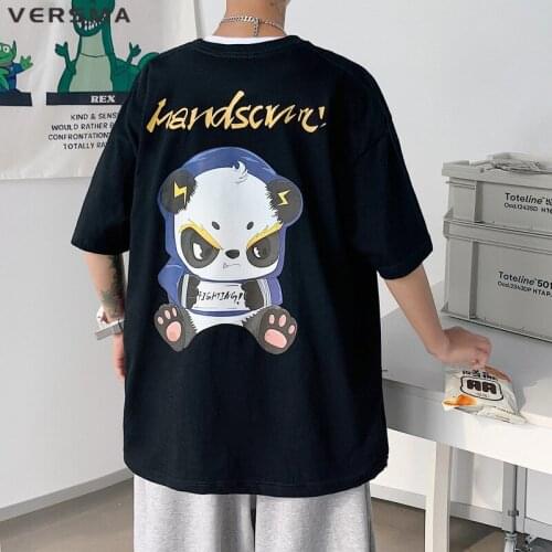 VERSMA Japanese Harajuku Cartoon Panda Print T-shirt Men Women Summer Hip Hop Oversized Short Sleeve T Shirts Men Plus Size 5XL