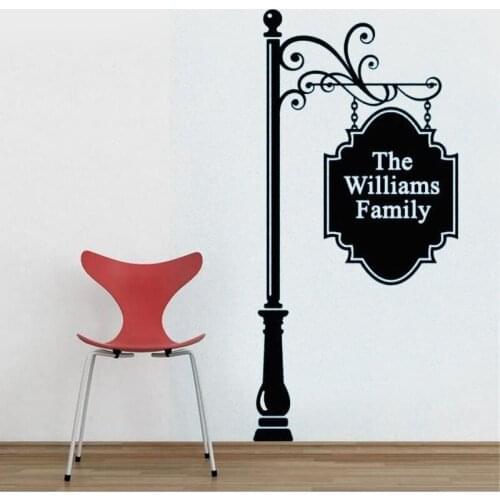 Personalized Name Wall Vinyl Sticker, Street Sign, Swirl, Wrought Iron, Welcome Sign, Custom Family Decor, Home Wall Art LR51